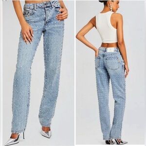 NEW Retrofete Vero embellished denim pants